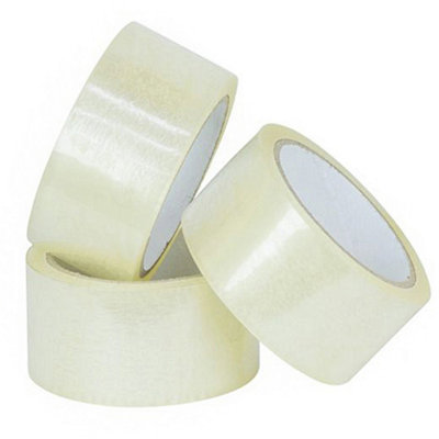 Pluto Packaging 144 Rolls 50mm X 66M Clear Low Noise Acrylic Super Sticky Packaging Tape For Sealing Parcels & Boxes from B&Q