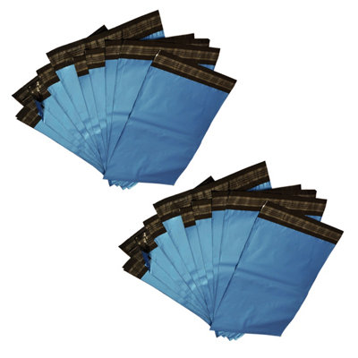 Pluto Packaging 100 X 8.5X14" (216X350mm) Metallic Blue Polythene Waterproof Self Sealing Postal Mailing Bags from B&Q