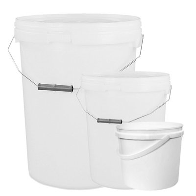 Pluto Packaging 3 X 5 Litre Hard Wearing Strong White Plastic Buckets With Tamper Evident Lids & Handle from B&Q