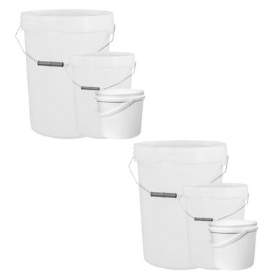 Pluto Packaging 10 X 10 Litre Hard Wearing Strong White Plastic Buckets With Tamper Evident Lids & Handle from B&Q