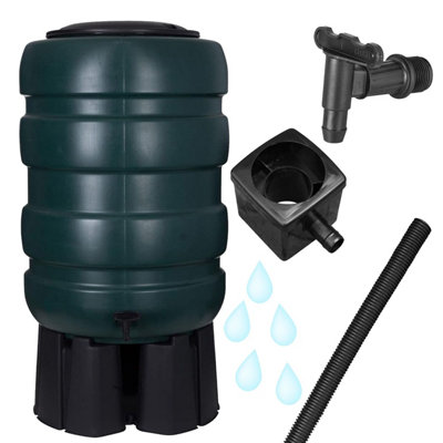Pluto Packaging 230L Outdoor Garden Water Butt Barrel Set With StandDiverter & Tap from B&Q