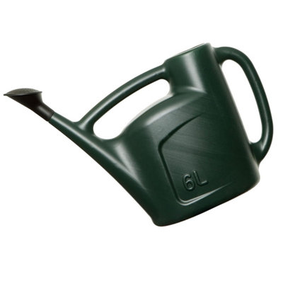 Pluto Packaging 1 X 6L Green Plastic Watering Can With Rose Head Sprinkler Perfect For Watering Plants & Flowers