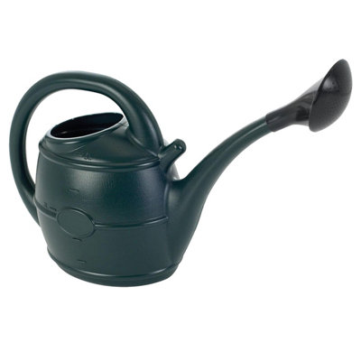 Pluto Packaging 1 X Green 10L Watering Can With Sprinkler Rose Head For Outdoor Indoor & Garden Use