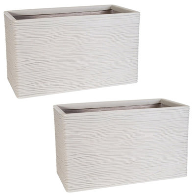 B&Q -  2 X Amalfi Trough Multipurpose Home Garden Patio Stone Effect Flower Planter