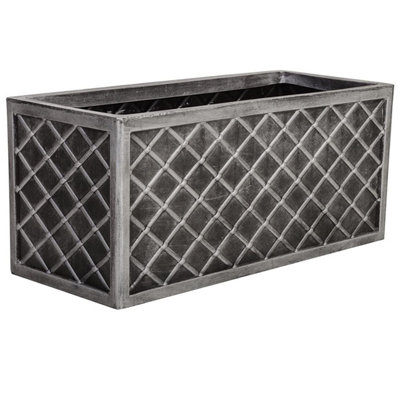 B&Q -  1 X Lazio Effect Trough Patio Planter Pewter Grey Large Garden Flower Pot