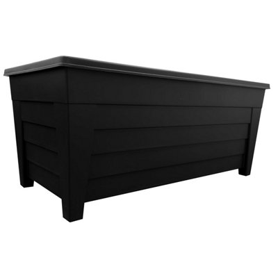 Pluto Packaging 2 X Long Black 55Cm Grosvenor Trough Flower Planters For Home Garden & Patios from B&Q