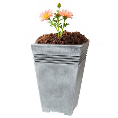 Pluto Packaging 1 X Tall Grey Venice Trough Flower Planter For Home Garden Greenhouses & Patios from B&Q