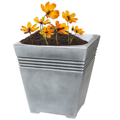Pluto Packaging 1 X Square Grey Venice Trough Flower Planter For Home Garden Greenhouses & Patios from B&Q