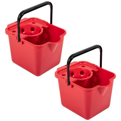 Pluto Packaging 2 X 12L Red Plastic Mop Buckets For Cleaning Hard Floors With Lip For Easy Pouring from B&Q