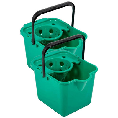 Pluto Packaging 2 X 12L Green Plastic Mop Buckets For Cleaning Hard Floors With Lip For Easy Pouring from B&Q