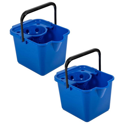 Pluto Packaging 2 X 12L Blue Plastic Mop Buckets For Cleaning Hard Floors With Lip For Easy Pouring from B&Q