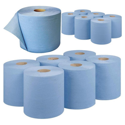 Pluto Packaging 12 X Multipurpose Blue Embossed 2Ply Highly Absorbent Centrefeed Rolls Home Kitchen Cleaning Paper Towels from B&Q