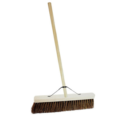 Pluto Packaging 1 X 18" Bassine Hard Bristle Sweeping Broom With Handle Perfect For The Garden Yard Or Garage from B&Q
