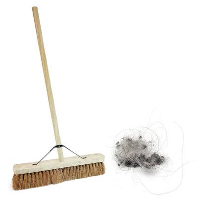 B&Q -  1 X 18" Coco Soft Bristle Sweeping Broom With Handle Perfect For The Garden Yard Or Garage