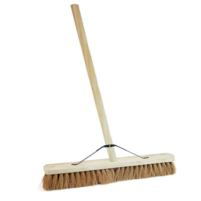 Pluto Packaging 1 X 36" Coco Soft Bristle Sweeping Broom With Handle Perfect For The Garden Yard Or Garage from B&Q