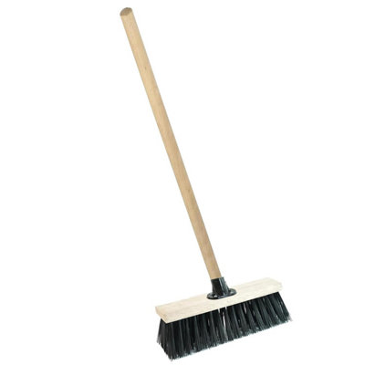 Pluto Packaging 1 X 13" Black Wooden Handle Strong Pvc Bristle Broom Perfect For Sweeping PatiosYardsGarages & Driveways from B&Q
