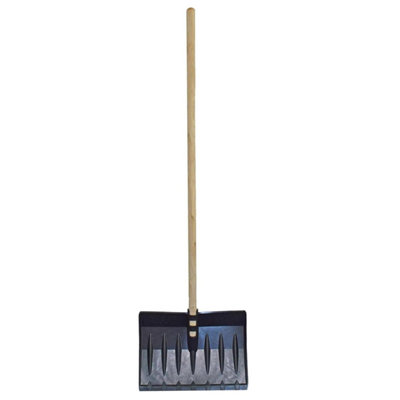 Pluto Packaging 1 X Long Wooden Handle Strong Snow Shovel Spade For Driveways Snow & Debris
