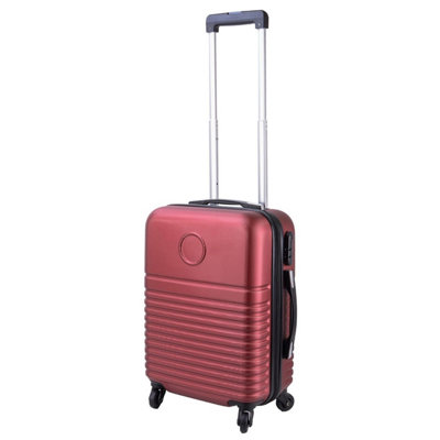 Pluto Packaging Lightweight Abs Hard Shell Burgundy Luggage Suitcase Travelling Cabin Carry On Bag With Handle & Combination Lock
