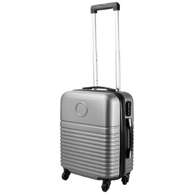 Pluto Packaging Lightweight Abs Hard Shell Silver Luggage Suitcase Travelling Cabin Carry On Bag With Handle & Combination Lock