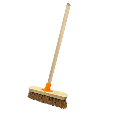 Pluto Packaging 1 X 10" Traditional Coco Wooden Indoor Outdoor Garage, Warehouse, Yard Sweeping Brush With Handle & Support Bracket Light