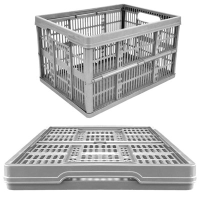 Pluto Packaging 10 X 32 Litre Multipurpose Foldable Stacking Crates Complete With Handles Perfect For Storage from B&Q