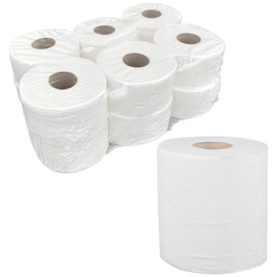 Pluto Packaging 6 X White Embossed Centrefeed Rolls Multipurpose Kitchen Restaurants Paper Towels from B&Q