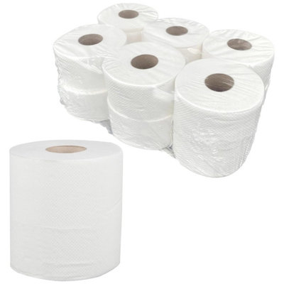 Pluto Packaging 12 X White Embossed Centrefeed Rolls Multipurpose Kitchen Restaurants Paper Towels from B&Q