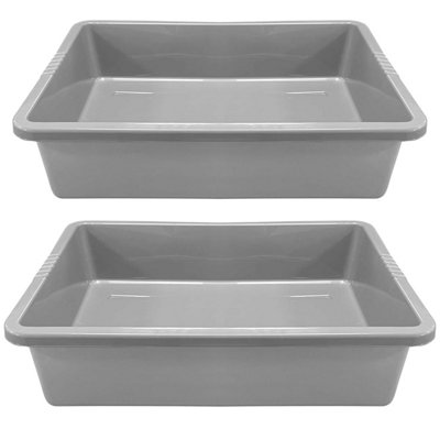 Pluto Packaging 3 X Rectangular Indoor Outdoor Grey Deep Storage Multipurpose Household Trays from B&Q