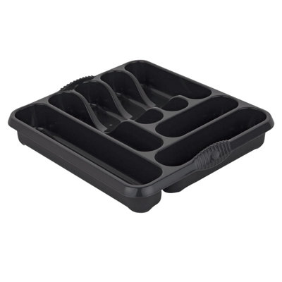 B&Q -  1 X Black Drawer Storage 7 Compartment Cutlery Tray Rack Holder Perfect For Kitchen Cupboards & Worktops