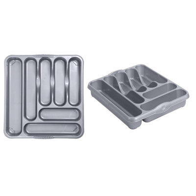 B&Q -  1 X Silver Drawer Storage 7 Compartment Cutlery Tray Rack Holder Perfect For Kitchen Cupboards & Worktops