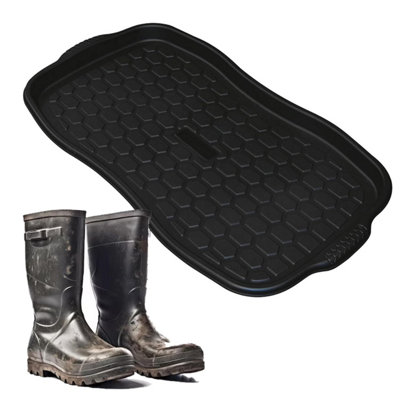 Pluto Packaging 1 X Multipurpose Versatile Black Shoe Tray Non-Slip Organiser For Home Garden & Shed from B&Q