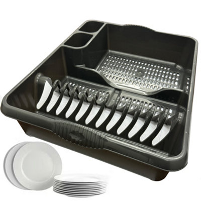 Pluto Packaging 2 X Black Kitchen Counter Rack Dish Drainer With Integral Handles from B&Q