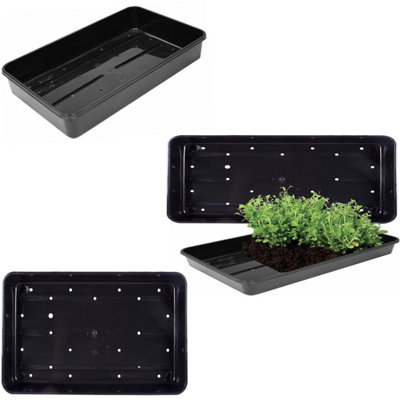 B&Q -  12 Heavy Duty Plastic Seed Trays With Strong Rim For Extra Rigidity Seedling