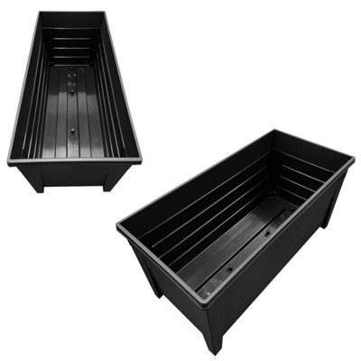 Pluto Packaging 55Cm Long 2 Black Grosvenor Troughs Flower Planters For OfficeHomeGreenhousesDecking & Patios from B&Q