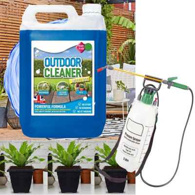 Pluto Packaging 5L Multi Purpose  Outdoor Cleaner & Pressure Sprayer Ideal For PathsPatiosDriveways  & Flowerpots