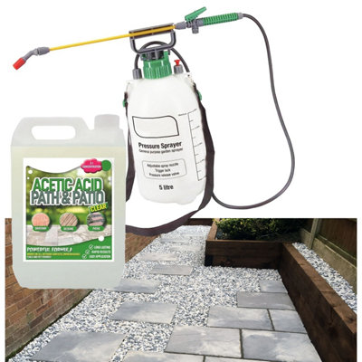 Pluto Packaging 5L Concentrated  Garden Acetic Acid Vinegar With Pressure Sprayer For PatioGardenDriveways & Cracks from B&Q