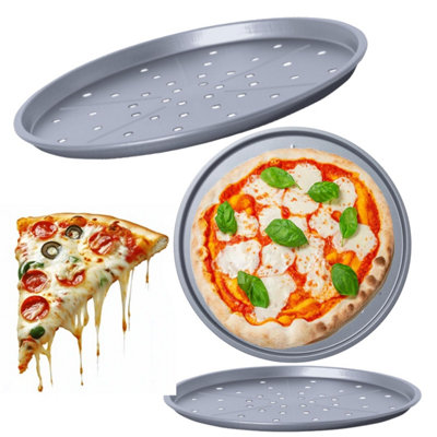 Pluto Packaging 1 X 33Cm Non-Stick Easy To Use Large Round Pizza Oven Tray Fridge & Freezer Safe from B&Q