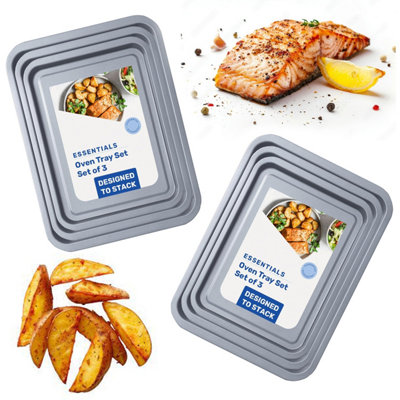Pluto Packaging Easy To Clean 3 Pack Non-Stick Oven Baking Tray Set 35Cm X 31Cm & 28Cm from B&Q
