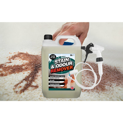 Pluto Packaging 1 X 5L Stain & Odour Remover Eliminates Odours Pet Safe Complete With Long Hose Trigger from B&Q