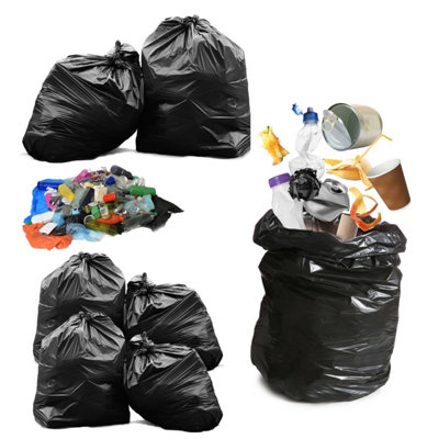 Pluto Packaging 50 X Large 80L Strong Rubbish Waste Sacks 140 Gauge Ideal For Indoor & Outdoor Garbage from B&Q