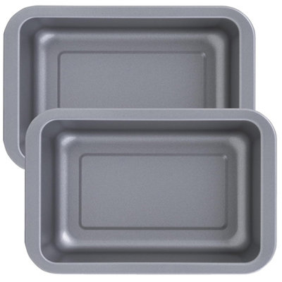 Pluto Packaging 2 X Mini Carbon Steel 16.5Cm Rectangular Air Fryer Dish Great For Roasting & Baking from B&Q