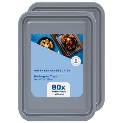 Pluto Packaging 4 X Non-Stick Easy To Clean Mini Air Fryer Oven Baking & Roasting Tray Dishwasher Safe from B&Q