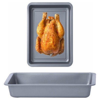 Pluto Packaging 1 X Non-Stick Deep 31Cm Oven Baking Tray Ideal For Baking & Roasting Dishwasher Safe from B&Q