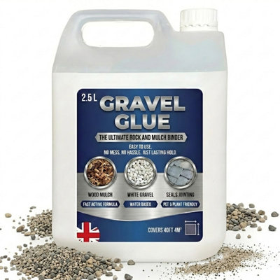 Pluto Packaging 2.5 Litre Gravel Binder Glue For PatiosPaths & Borders Easy To Use RockStone & Mulch Adhesive from B&Q