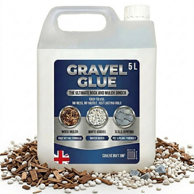 Pluto Packaging 5 Litre Gravel Binder Glue For PatiosPaths & Borders Easy To Use RockStone & Mulch Adhesive from B&Q