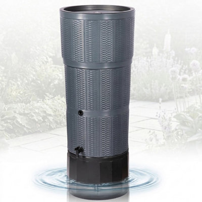 Pluto Packaging 150L Xl Graphite Premium Rattan Wicker Effect Water Butt Complete With StandTapRain Diverter & Lid from B&Q