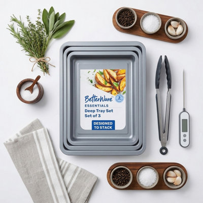 Pluto Packaging Set Of 6 (2 X 352 X 31 & 2 X 28Cm) Non-Stick Essential Oven Baking Tray Sets from B&Q