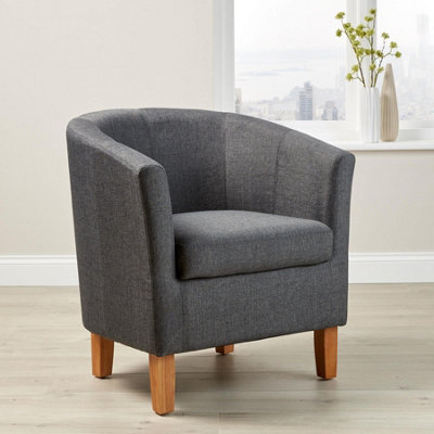 Home Source Bedford Small Padded Tub Accent Occasional Armchair Grey from B&Q