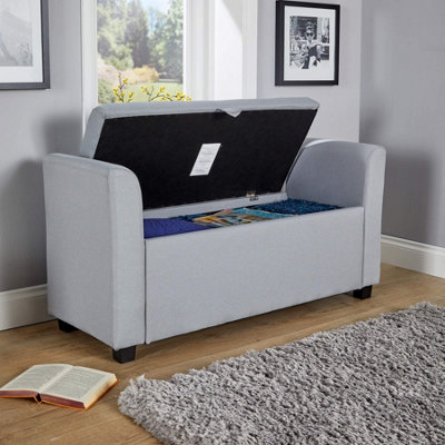 Home Source Verona Sleigh Style Window Bench Storage Seat Light Grey from B&Q