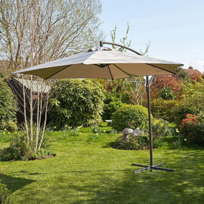 Home Source Gozo 3M Garden Outdoor Overhanging Cantilever Crank Parasol Grey from B&Q